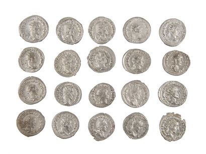 LOT de 20 antoniniens de TRAJAN DECE, PHILIPPEII...