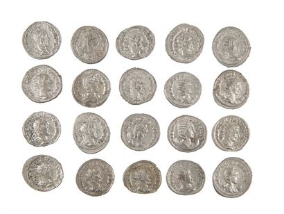 LOT de 20 antoniniens de TRAJAN DECE, PHILIPPEII...