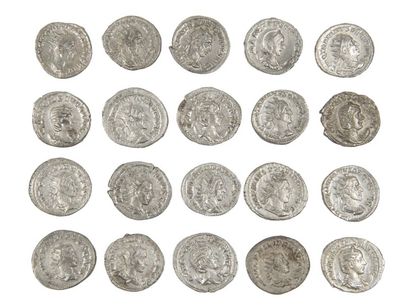 LOT de 20 antoniniens de TRAJAN DECE, PHILIPPEII...