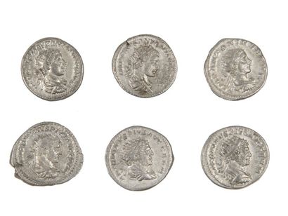 LOT de 6 antononiens de CARACALLA et ELAGABALE...