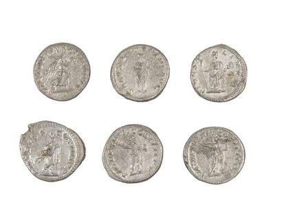 LOT de 6 antononiens de CARACALLA et ELAGABALE...