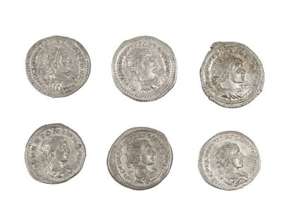 LOT de 6 antononiens de CARACALLA et ELAGABALE...