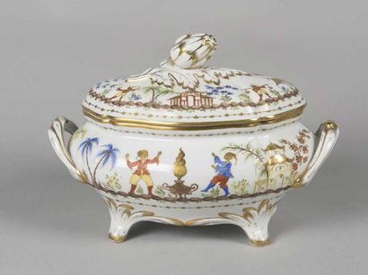 Le TALLEC Soupière ovale en porcelaine et...