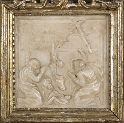 Malines, Nativité Plaque en albâtre sculptée...