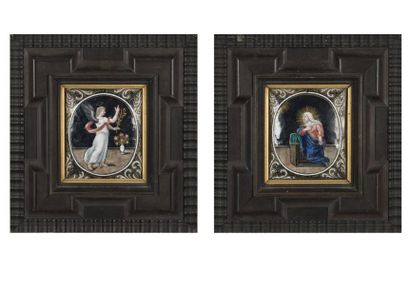 Limoges, paire de plaques rectangulaires...
