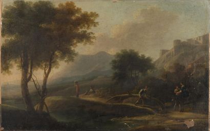 Ecole italienne du 19ème siècle Paysage avec...