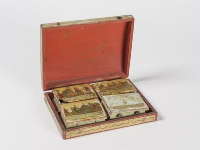 Coffret à jetons en bois à décor 