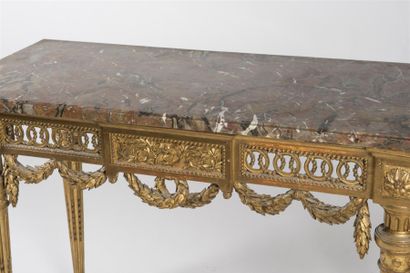 Console rectangulaire en bois doré ceinture...