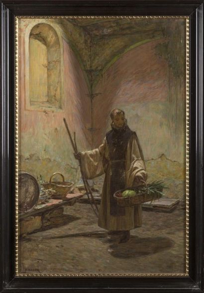 Felix BAUER (1854 - 1933) Capucin et panier...