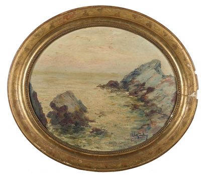 Italo GIORDANI Calanque Huile sur panneau...