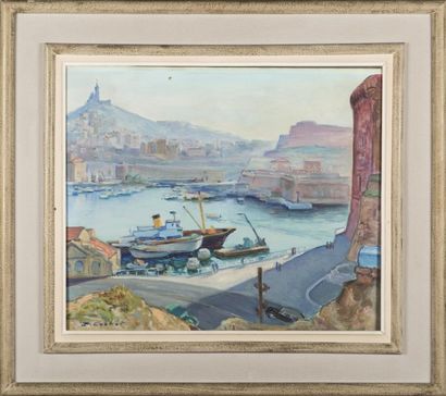 Yves CHABAT Vue de Marseille le vieux port...