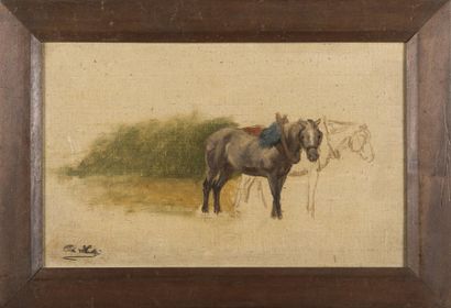 Charles .... Ecole française fin 19ème Chevaux...