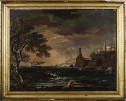 Suiveur de VERNET vers 1800 Marine huile...