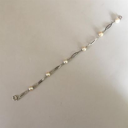 Bracelet en or blanc (750) 18K maillons oblongues...