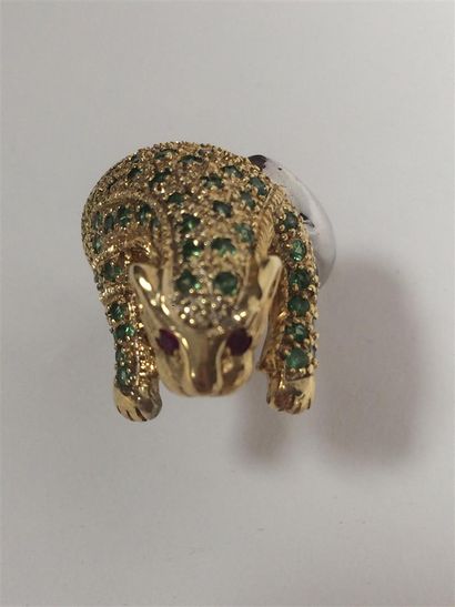 Bague en argent (925) et argent doré figurant...
