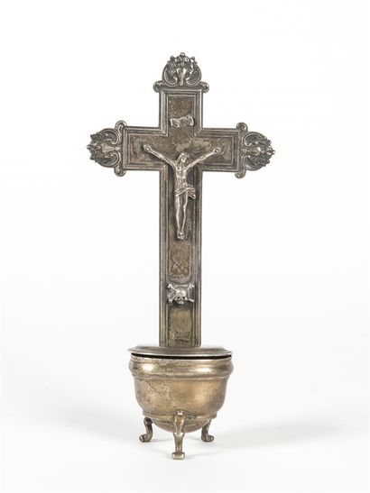 Croix bénitier en métal argenté et argent
(remontage)
H...