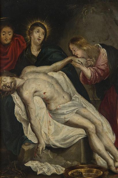 Ecole 18ème siècle 
Piéta avec Vierge, Saint...