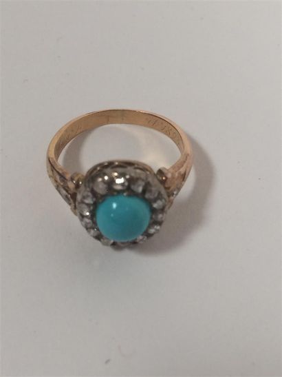 Bague Turquoise, monture en or jaune (750)...