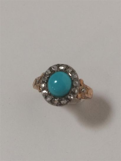 Bague Turquoise, monture en or jaune (750)...