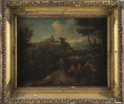 Ecole italienne 17ème siècle
Paysage de château...