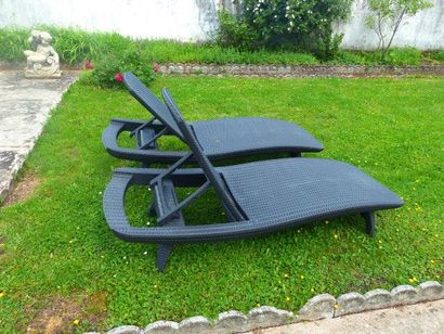 Salon de jardin deux chaises longues,