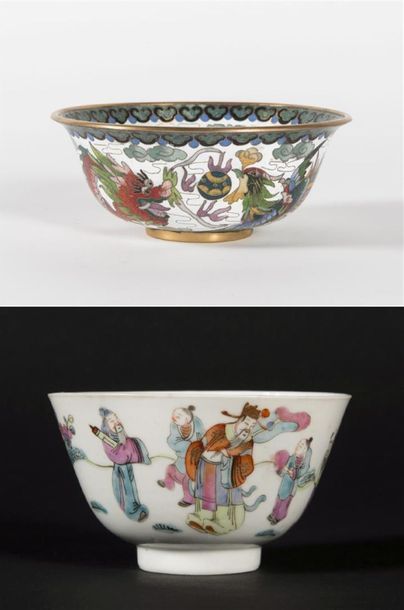 Chine, Coupe sorbet en porcelaine émaillée...