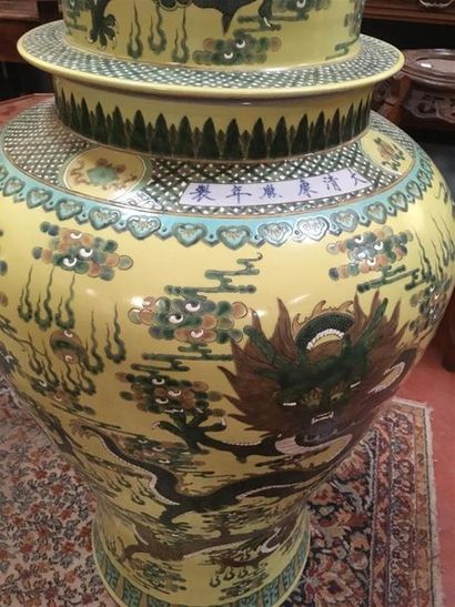 Paire d'importants vase balustre couverts...