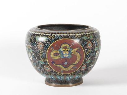 Chine Cache pot en bronze cloisonné
H : 19...