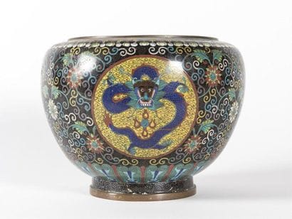 Chine Cache pot en bronze cloisonné
H : 19...