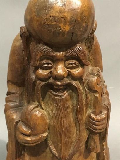 Chine Sculpture bambou Dieu de la longévité
H...
