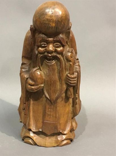 Chine Sculpture bambou Dieu de la longévité
H...