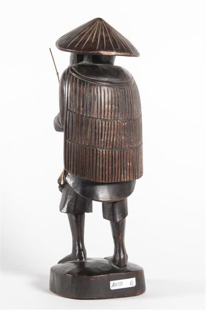 INDOCHINE Sujet en bois sculpté le pêcheur
H:...