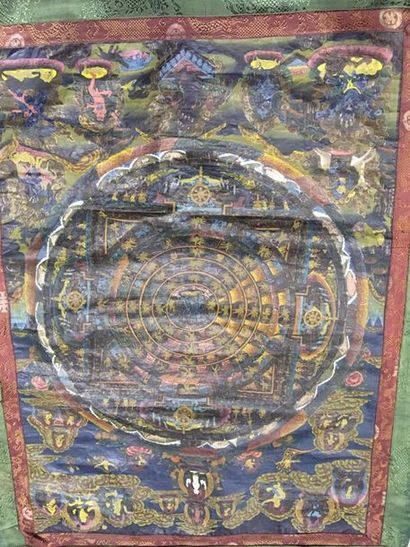 TANKA tibétaine en toile peinte sur fond...