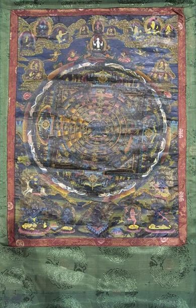 TANKA tibétaine en toile peinte sur fond...