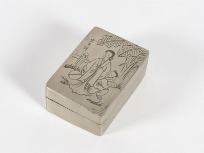 Chine, boite à encre 
Début 20ème
L: 9, 5...