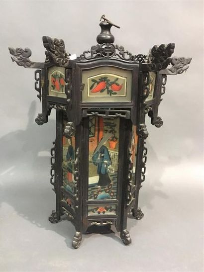 CHINE 
Grande Lanterne chinoise hexagonale...