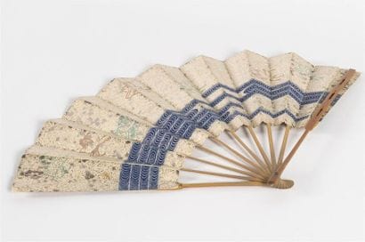 JAPON Eventail de théâtre Meiji
Bambou peint...