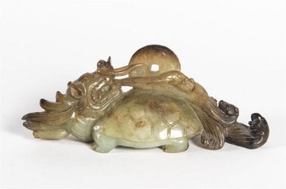 Chine sculpture en jadeite dragon et tortue
L...