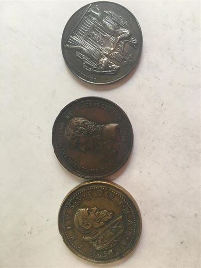 LOT DE 3 MEDAILLES BRONZE ET ARGENT MEDAILLE...