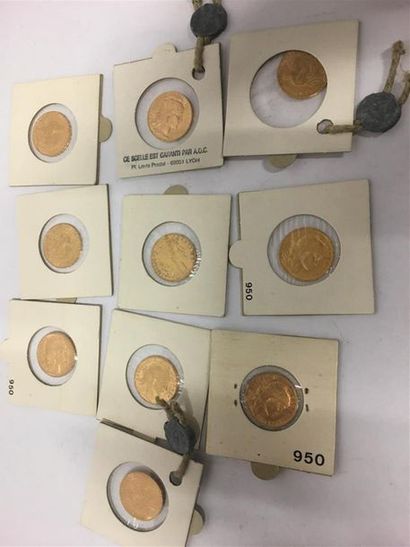 Dix pièces de 20 francs or coq