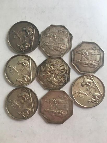 LOT DE 8 JETONS DU XIX EME SIECLE EN ARGENT...