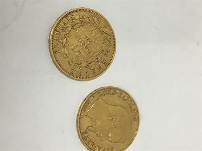 Deux pièces 20 francs or Napoléon III 1857...