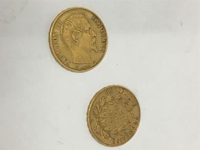 Deux pièces 20 francs or Napoléon III 1857...