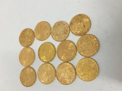 12 pièces en or de 20 francs Suisse
