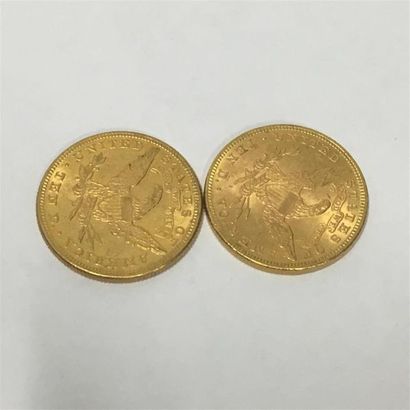 Deux pièces en or 10 dollars 
