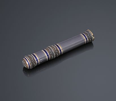 Wax case in yellow gold 750°/°° enameled...