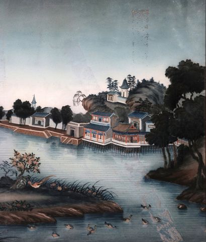CHINE. Canton - XIXe siècle.
Paire de grandes...