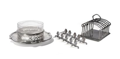 6 knife holders in 950°/°° silver. (1 element...