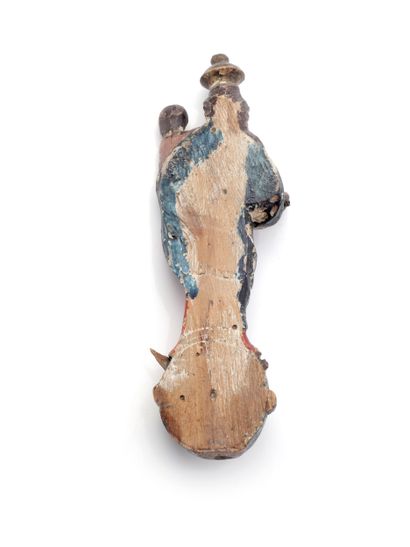 Vierge à l’enfant en bois sculpté polychrome.
Travail...