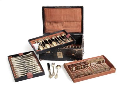 Vermeil set with foliage decoration including...